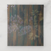 Rustikale Lila Wisteria Lace Lights Wood Wedding Platzkarte (Innenseite Aufgefaltet)