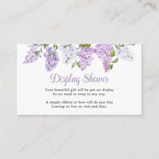 Rustikale Lilac-Blume Display-Dusche Begleitkarte (Vorderseite)