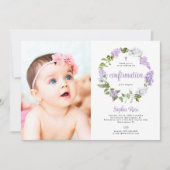 Rustikale Lilac Blume Foto Girl Confirmation Einladung (Vorderseite)