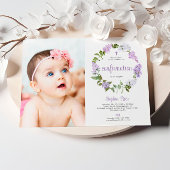 Rustikale Lilac Blume Foto Girl Confirmation Einladung
