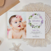 Rustikale Lilac Blume Foto Girl Dedication Einladung