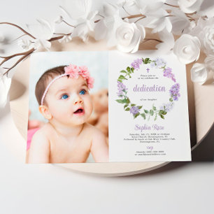 Rustikale Lilac Blume Foto Girl Dedication Einladung