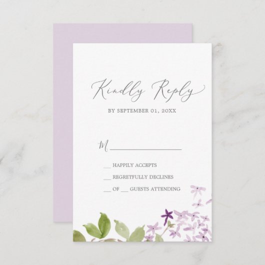 Rustikale Lilac einfache RSVP-Karte RSVP Karte (Vorne/Hinten)