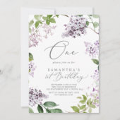 Rustikale Lilac Erste Geburtstagsparty Einladung (Vorderseite)