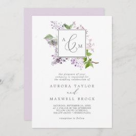 Rustikale Lilac Formal Monogram Wedding Einladung