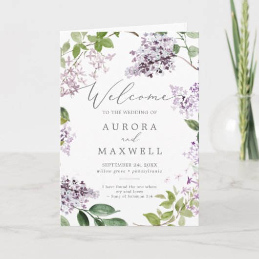 Rustikale Lilac-Hochzeit Programm (Vorderseite)