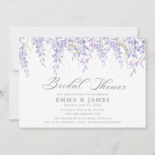 Rustikale Lilac Horizontal Bridal Dusche Einladung (Vorderseite)