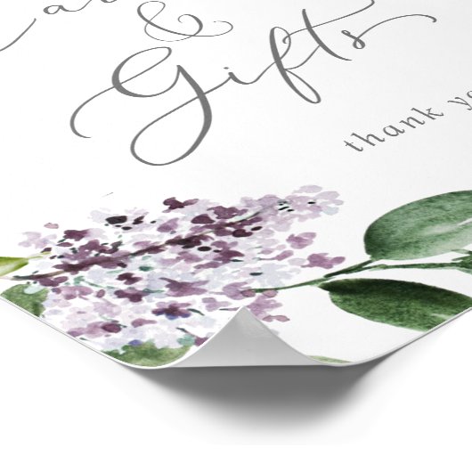 Rustikale Lilac-Karten und Geschenke-Zeichen Poster (Ecke)