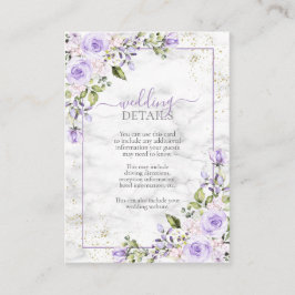 Rustikale Lilac Lavender Gold Marmordetails Begleitkarte