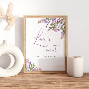 Rustikale Lilac-Liebe ist ein süßes Hochzeitszeich Poster