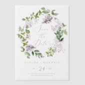 Rustikale Lilac-Lila Blumenhochzeit retten das Dat Pergament Einladungen (Vorderseite)