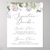 Rustikale Lilac Signature Drinks unterzeichnen Poster (Vorne)