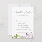 Rustikale Lilac Song Request RSVP Card Karte (Vorderseite)