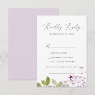 Rustikale Lilac Song Request RSVP Card Karte