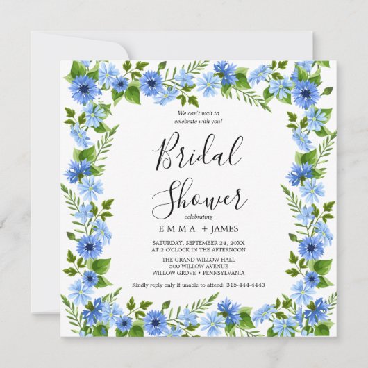 Rustikale Lilac Square Bridal Dusche Einladung (Vorderseite)