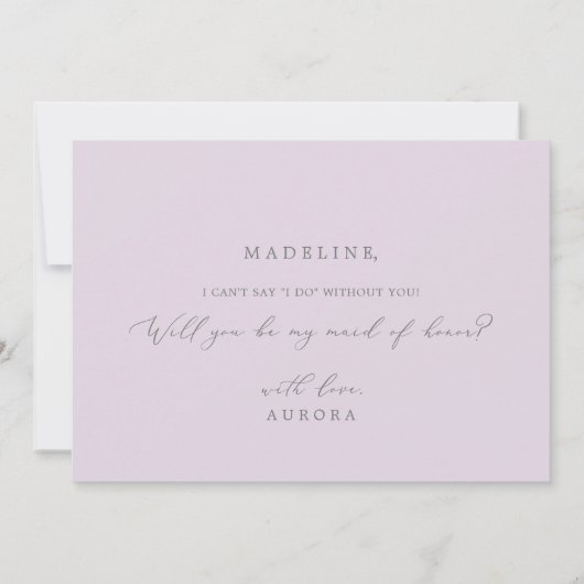 Rustikale Lilac-Trauzeugin-Vorschlagskarte Einladung (Rückseite)