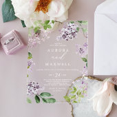 Rustikale Lilac White Boho Hochzeit mit floraler W Acryleinladungen