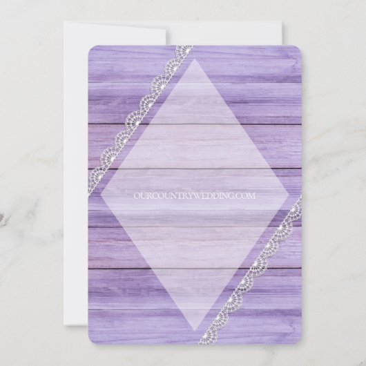 Rustikale Lilac Wood & Lace Country Style Wedding Einladung (Rückseite)