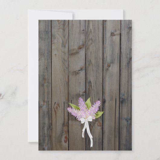 Rustikale Lilacs mit Lichtern auf der Braut-Holzho Einladung (Rückseite)