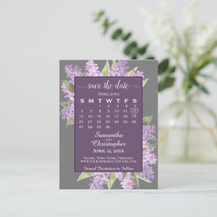 Rustikale Lilacs Wedding Save the Date Calendar Gr Ankündigungspostkarte