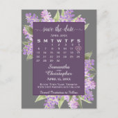 Rustikale Lilacs Wedding Save the Date Calendar Gr Ankündigungspostkarte (Vorderseite)