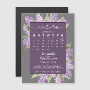 Rustikale Lilacs Wedding Save the Date Calendar Gr Magneteinladung