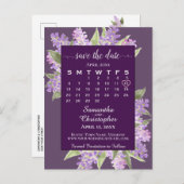 Rustikale Lilacs Wedding Save the Date Calendar Pl Ankündigungspostkarte (Vorne/Hinten)