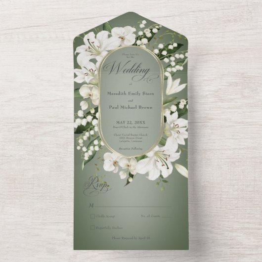 Rustikale Lilie des Tales Blumenstuhl Kein Abendes All In One Einladung (Innen Boden)