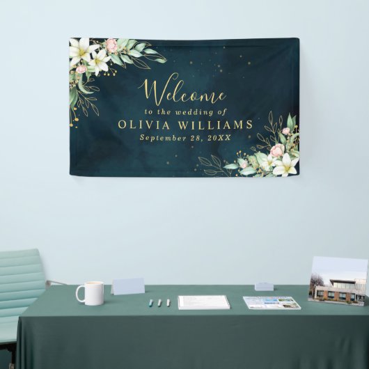 Rustikale Lily Floral Dusty Eukalyptus Greenery Banner (Messeveranstaltung)