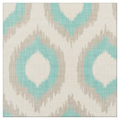 Rustikale Linen Beige und Aqua Ikat Print Stoff (Nahaufnahme)