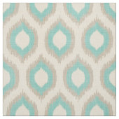 Rustikale Linen Beige und Aqua Ikat Print Stoff (Muster)