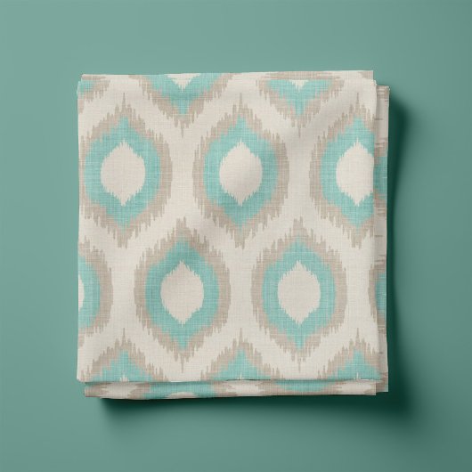 Rustikale Linen Beige und Aqua Ikat Print Stoff