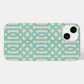 Rustikale Linen Beige und Aqua Trellis Case-Mate iPhone Hülle (Rückseite (Horizontal))