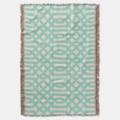 Rustikale Linen Beige und Aqua Trellis Decke (Vorderseite Vertikal)