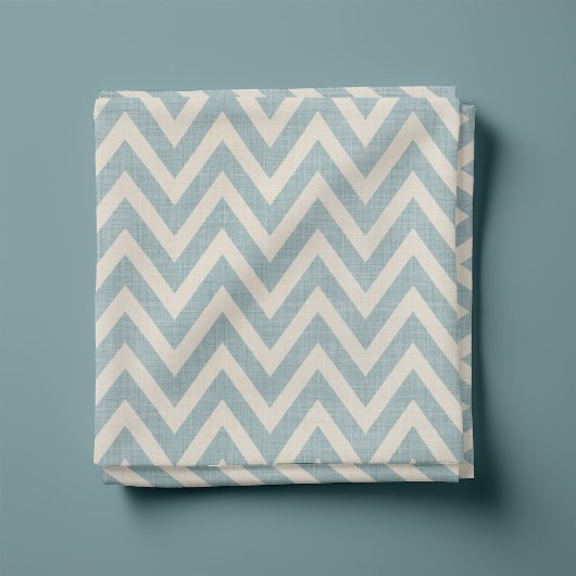 Rustikale Linen Beige und Blau Zickzack Stoff