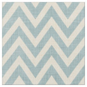 Rustikale Linen Beige und Blau Zickzack Stoff (Nahaufnahme)