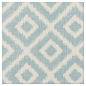 Rustikale Linen Beige und Blue Ikat Diamonds Stoff (Nahaufnahme)