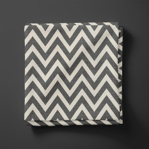 Rustikale Linen Beige und Charcoal Grau Zickzack Stoff