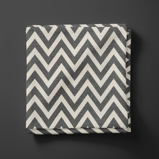 Rustikale Linen Beige und Charcoal Grau Zickzack Stoff