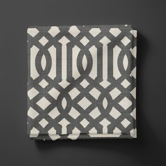 Rustikale Linen Beige und Charcoal Gray Trellis Stoff