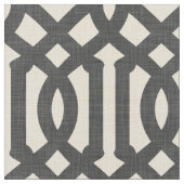Rustikale Linen Beige und Charcoal Gray Trellis Stoff (Nahaufnahme)