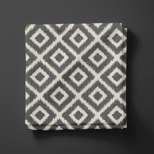 Rustikale Linen Beige und Grau Ikat Diamonds Stoff