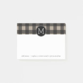 Rustikale Linen Black Buffalo Kariert Gingham Mono Post-it Klebezettel (Vorderseite)