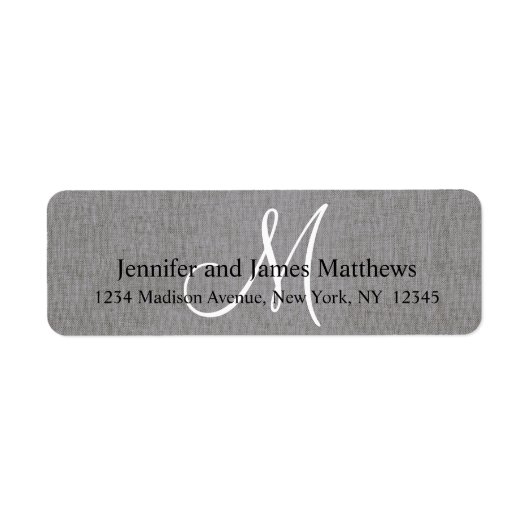 Rustikale Linen Gray Monogram für Hochzeiten (Vorne)
