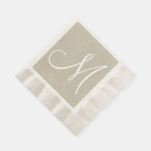 Rustikale Linen Initial | Hochzeitspapier Napkins Serviette (Ecke)