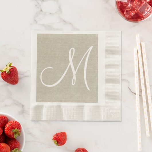 Rustikale Linen Initial | Hochzeitspapier Napkins Serviette (Beispiel)