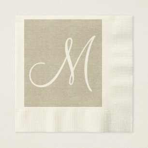 Rustikale Linen Initial Hochzeitspapier Napkins Serviette