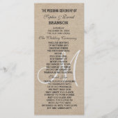 Rustikale Linen Leinwand Wedding Monogra Programm  (Vorderseite)