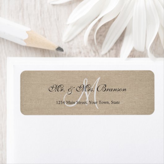 Rustikale Linen Leinwand Wedding Monogram (Insitu)