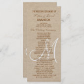 Rustikale Linen Leinwand Wedding Monogram Programm (Vorne/Hinten)